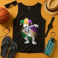Dabbing Mardi Gras Skeleton Tank Top thumb 4