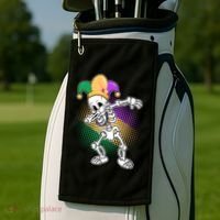 Dabbing Mardi Gras Skeleton Golf Towel thumb 2