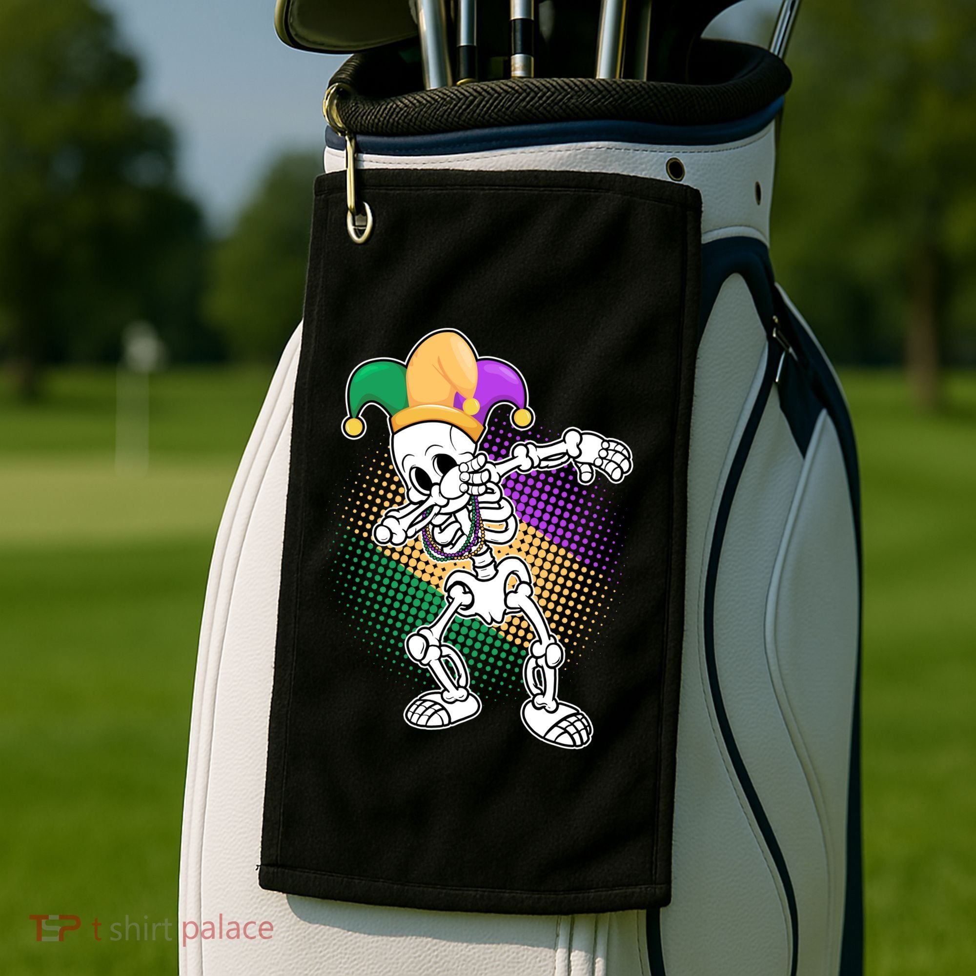 Dabbing Mardi Gras Skeleton Golf Towel