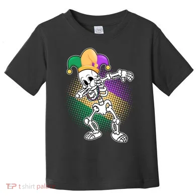 Dabbing Mardi Gras Skeleton Toddler T-Shirt