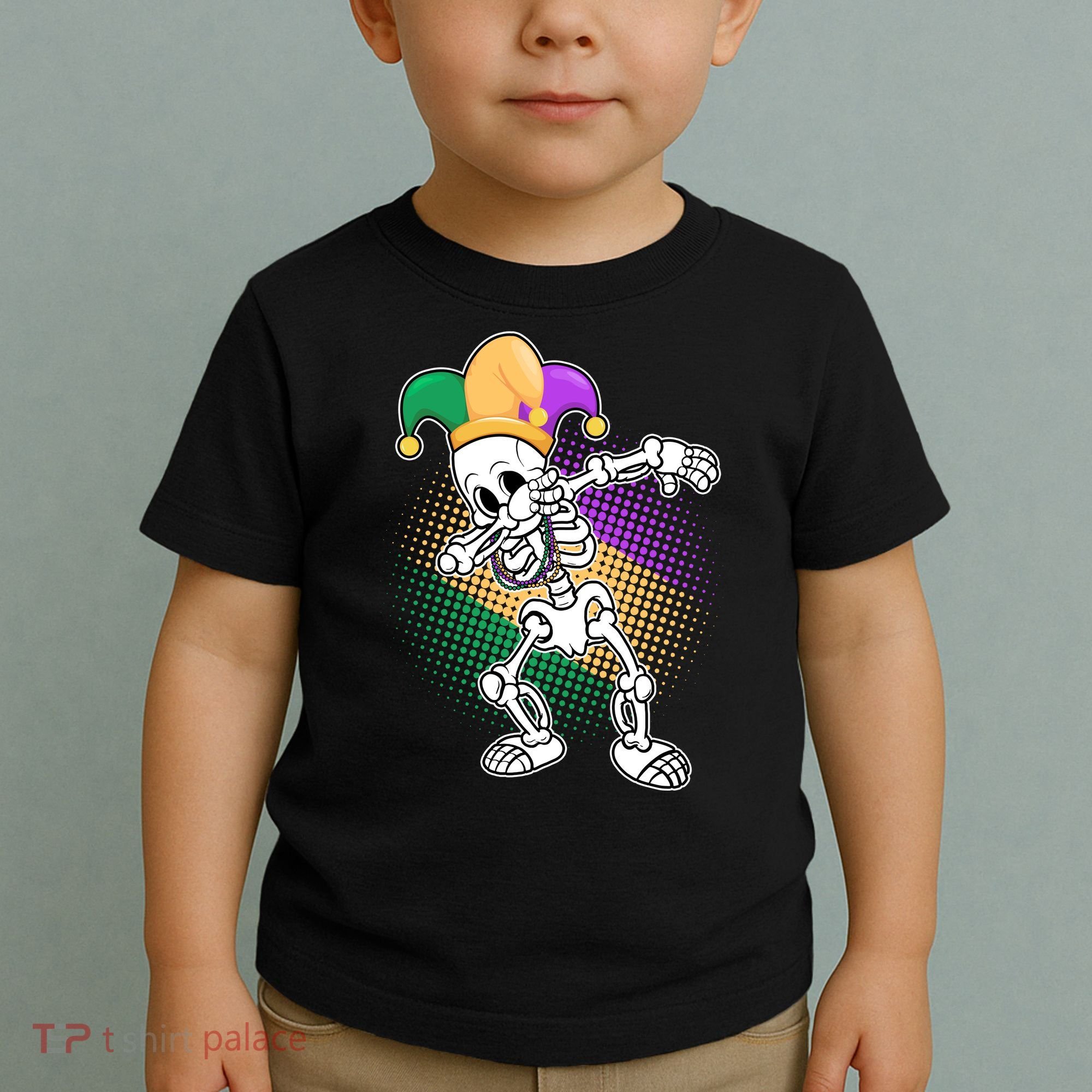 Dabbing Mardi Gras Skeleton Toddler T-Shirt