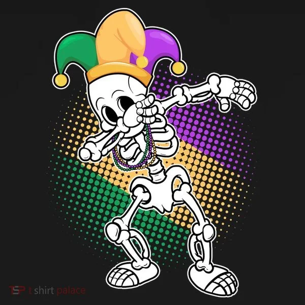 Dabbing Mardi Gras Skeleton Women's Long Sleeve Shirt