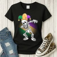 Dabbing Mardi Gras Skeleton Women's T-Shirt thumb 3