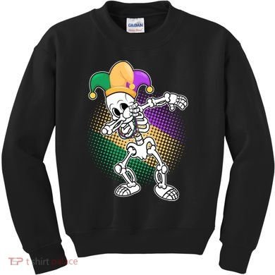 Dabbing Mardi Gras Skeleton Kids Sweatshirt