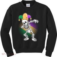 Dabbing Mardi Gras Skeleton Kids Sweatshirt thumb 0