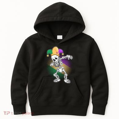 Dabbing Mardi Gras Skeleton Kids Hoodie