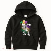Dabbing Mardi Gras Skeleton Kids Hoodie thumb 0