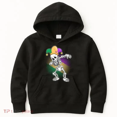 Dabbing Mardi Gras Skeleton Kids Hoodie
