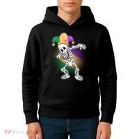 Dabbing Mardi Gras Skeleton Kids Hoodie thumb 4