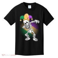 Dabbing Mardi Gras Skeleton Kids T-Shirt thumb 0