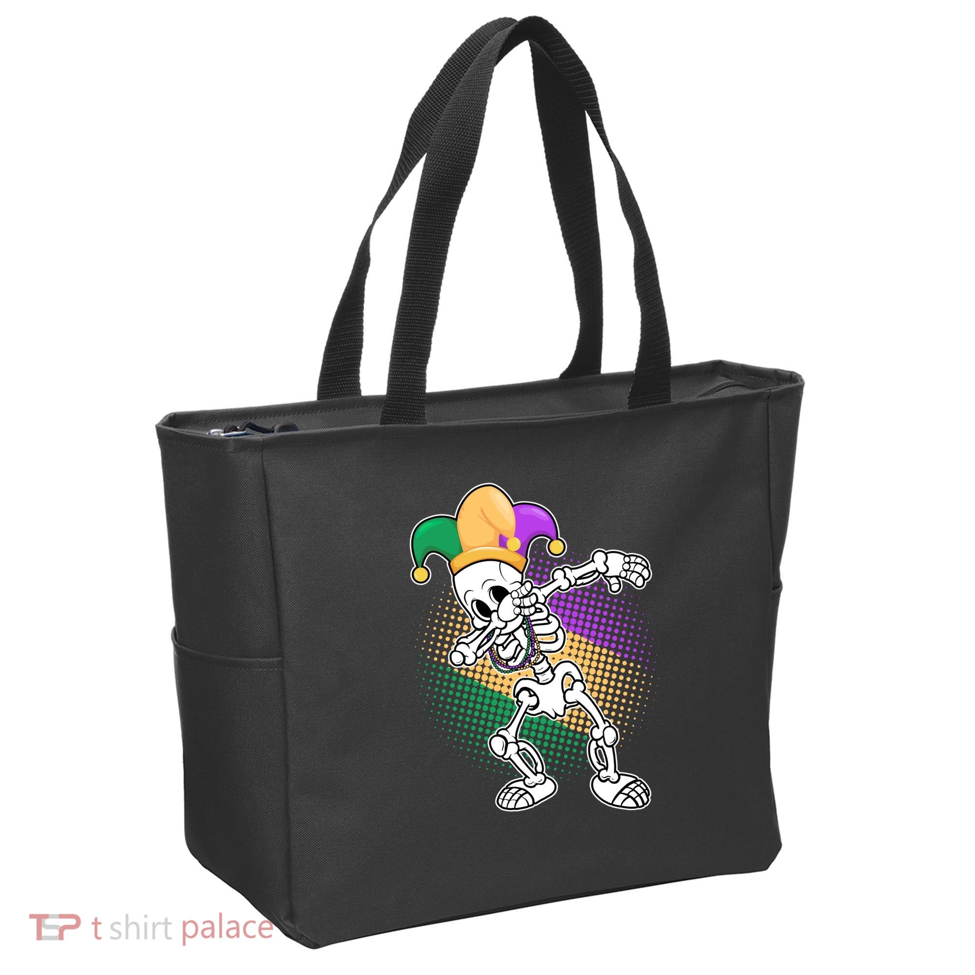 Dabbing Mardi Gras Skeleton Tote Bag