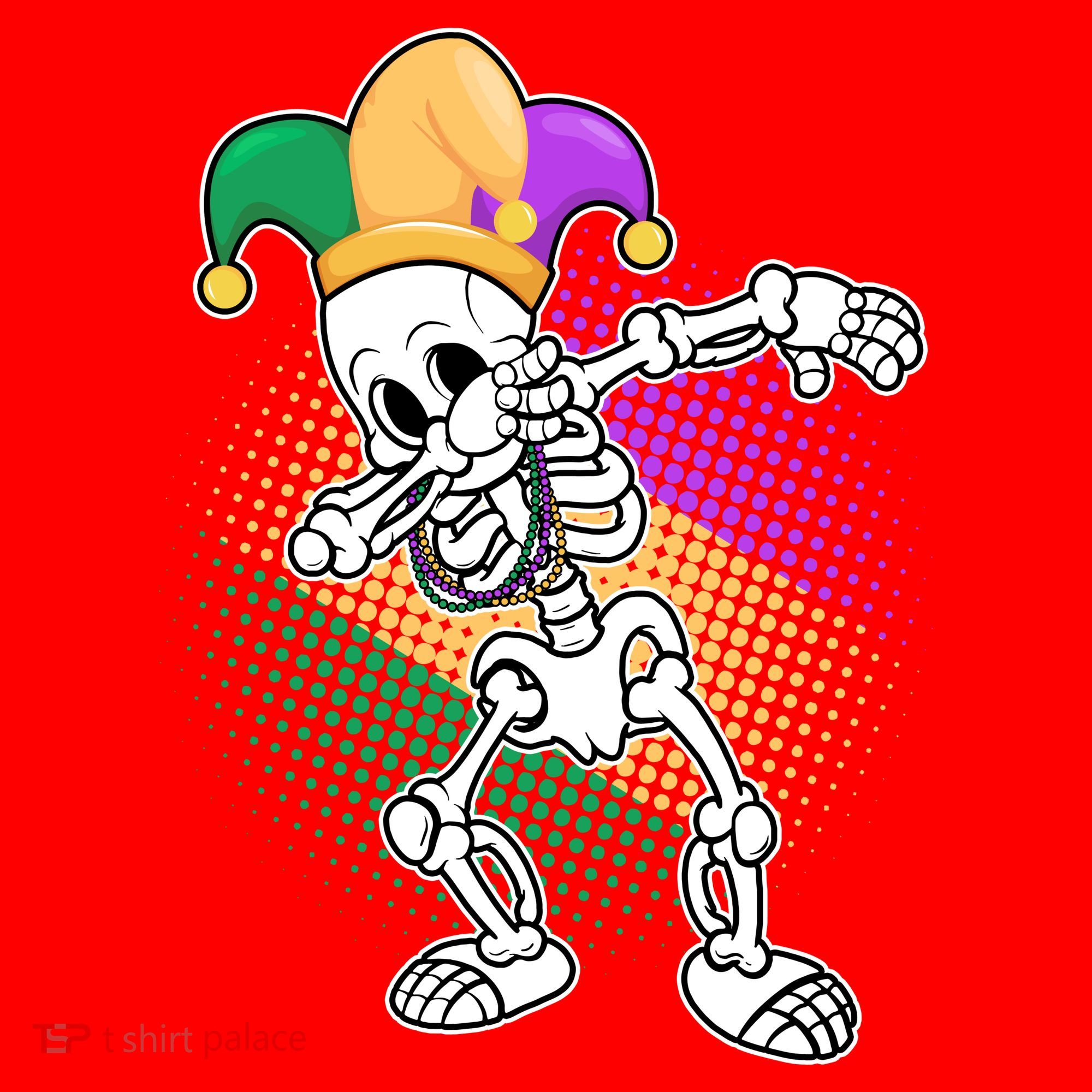 Dabbing Mardi Gras Skeleton Santa Hat
