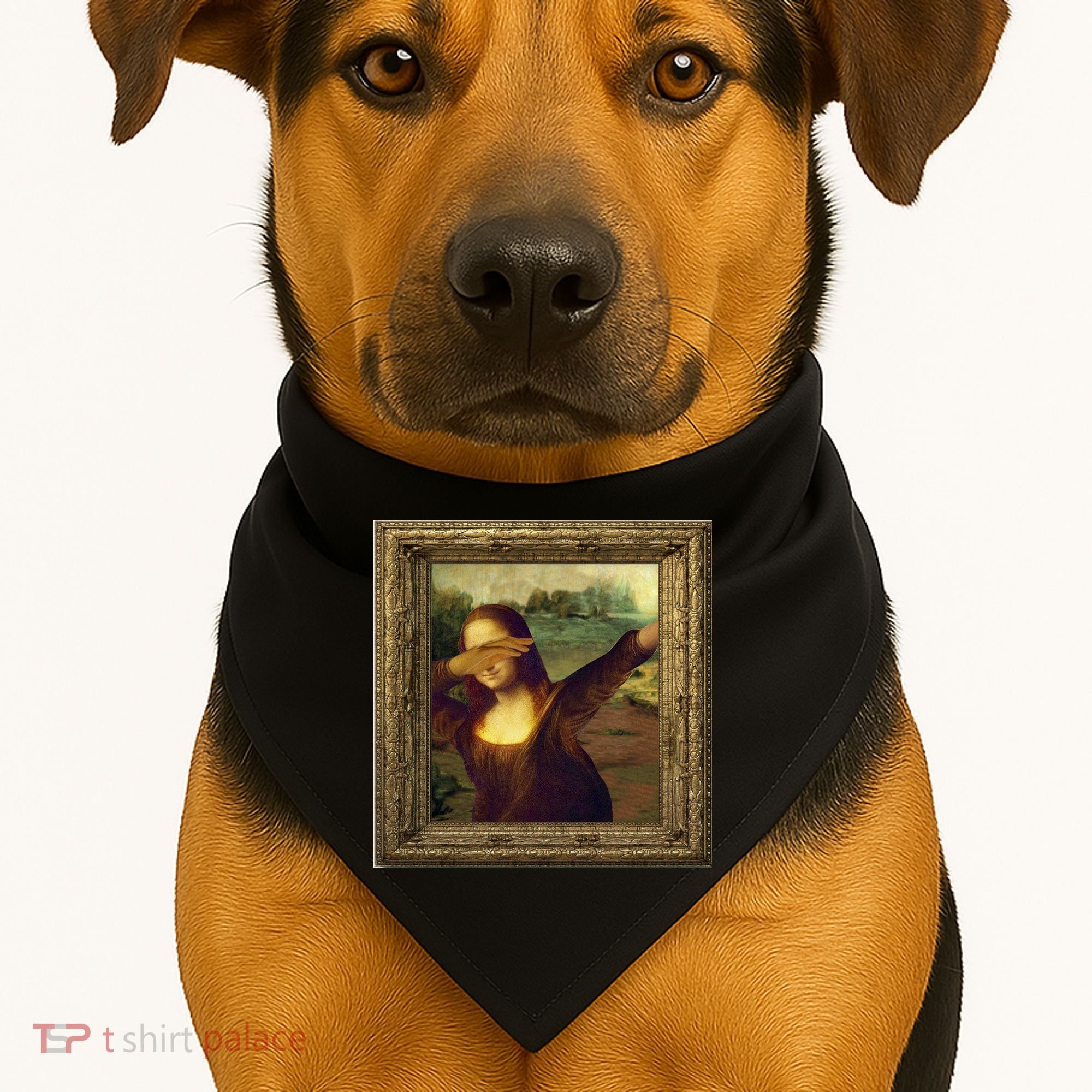 Dabbing Mona Lisa USA-Made Doggie Bandana