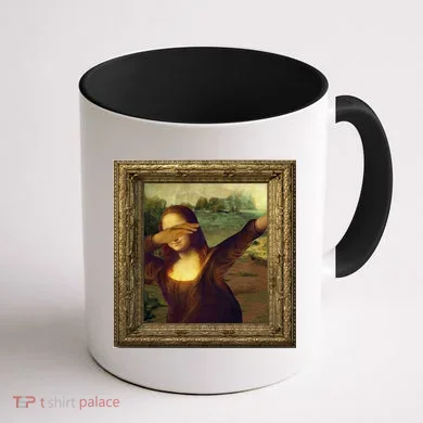 Dabbing Mona Lisa Coffee Mug back