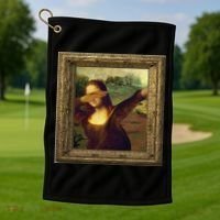 Dabbing Mona Lisa Golf Towel thumb 1