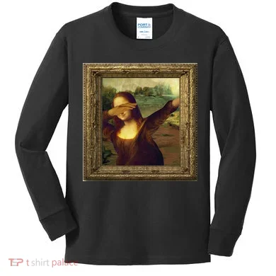 Dabbing Mona Lisa Kids Long Sleeve Shirt