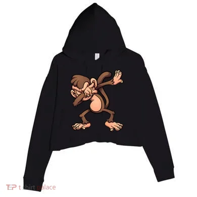 Dabbing Monkey Crop Fleece Hoodie