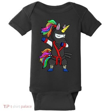 Dabbing ninja unicorn Baby Bodysuit