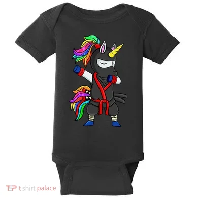 Dabbing ninja unicorn Baby Bodysuit