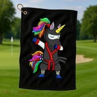Dabbing ninja unicorn Golf Towel thumb 1