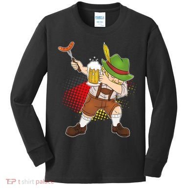 Dabbing Oktoberfest Guy Kids Long Sleeve Shirt