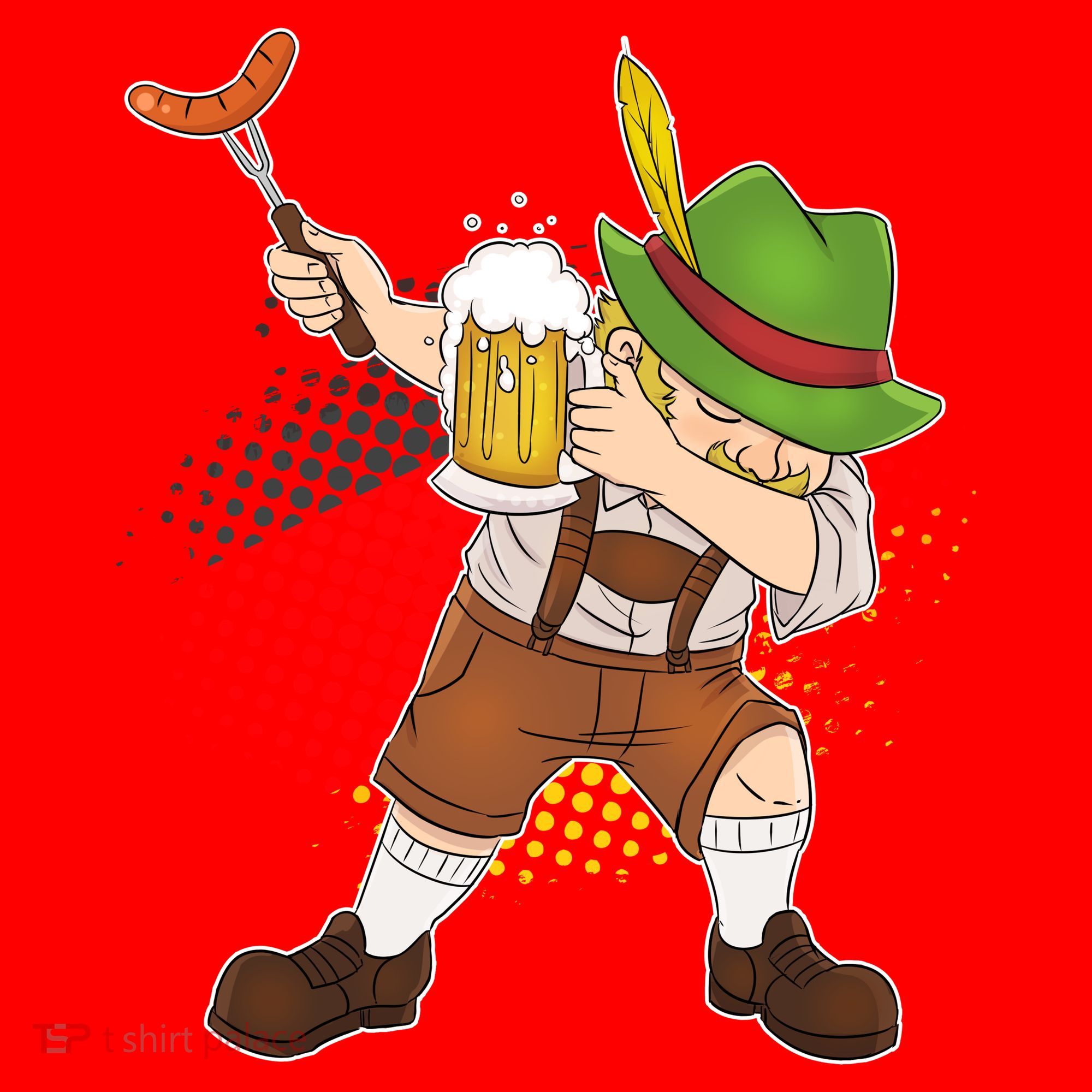 Dabbing Oktoberfest Guy Santa Hat