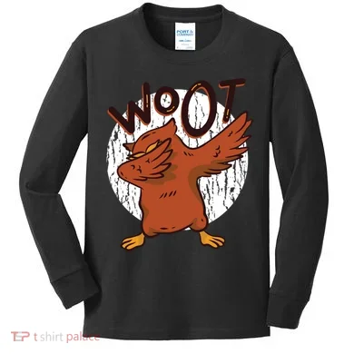 Dabbing Owl Woot Kids Long Sleeve Shirt