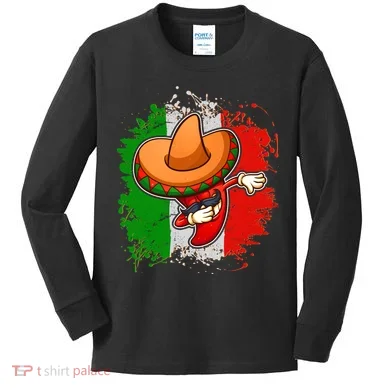 Dabbing Pepper Cinco de Mayo Kids Long Sleeve Shirt