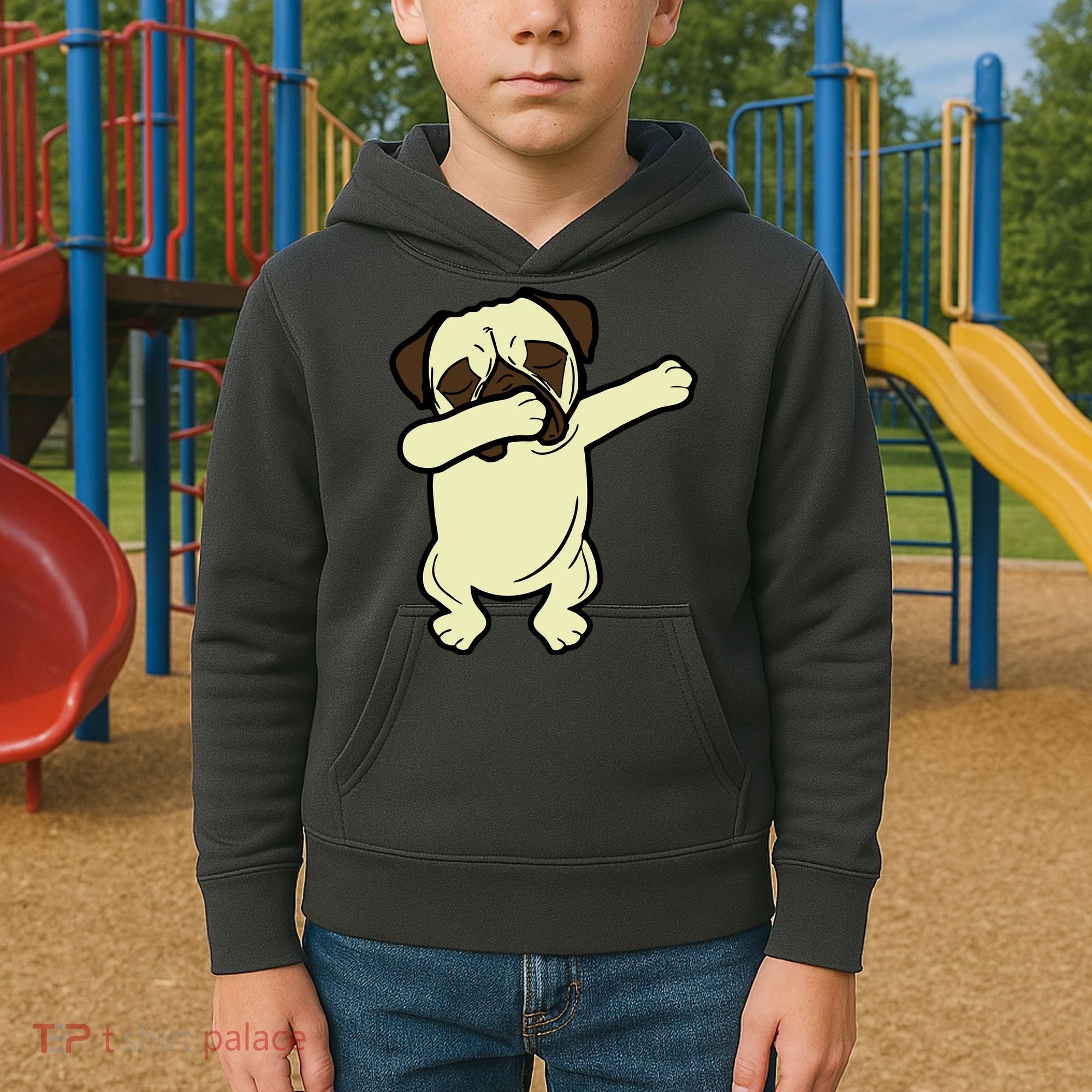 Dabbing Pug Doing the Dab Kids Hoodie