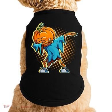 Dabbing Pumpkin Head Cool Funny Halloween Doggie Tank