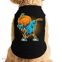 Dabbing Pumpkin Head Cool Funny Halloween Doggie Tank thumb 0