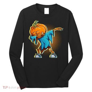 Dabbing Pumpkin Head Cool Funny Halloween Long Sleeve Shirt