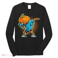 Dabbing Pumpkin Head Cool Funny Halloween Long Sleeve Shirt thumb 0