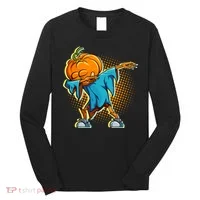 Dabbing Pumpkin Head Cool Funny Halloween Long Sleeve Shirt thumb 0