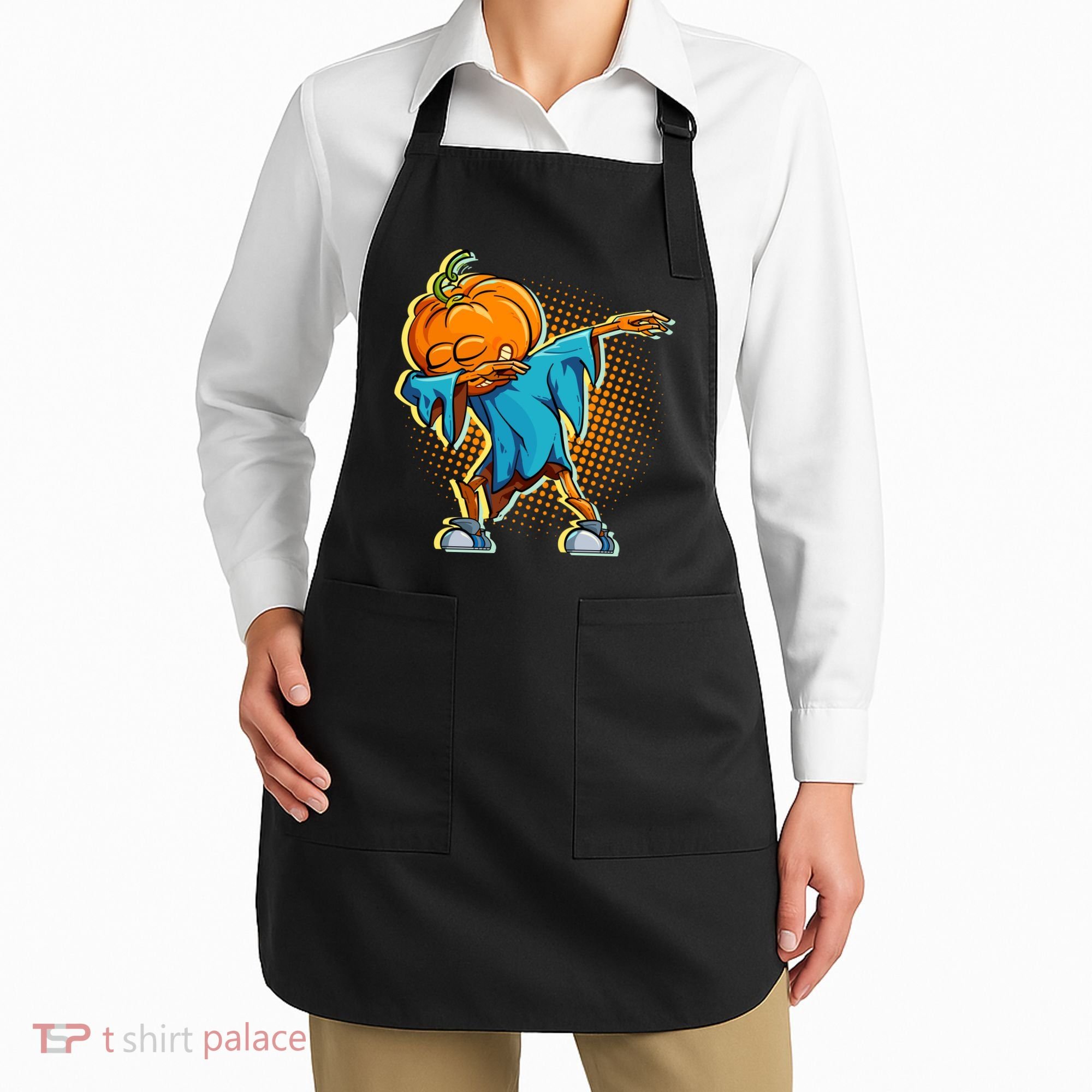 Dabbing Pumpkin Head Cool Funny Halloween Apron