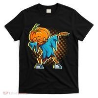 Dabbing Pumpkin Head Cool Funny Halloween T-Shirt thumb 0