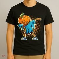 Dabbing Pumpkin Head Cool Funny Halloween T-Shirt thumb 3