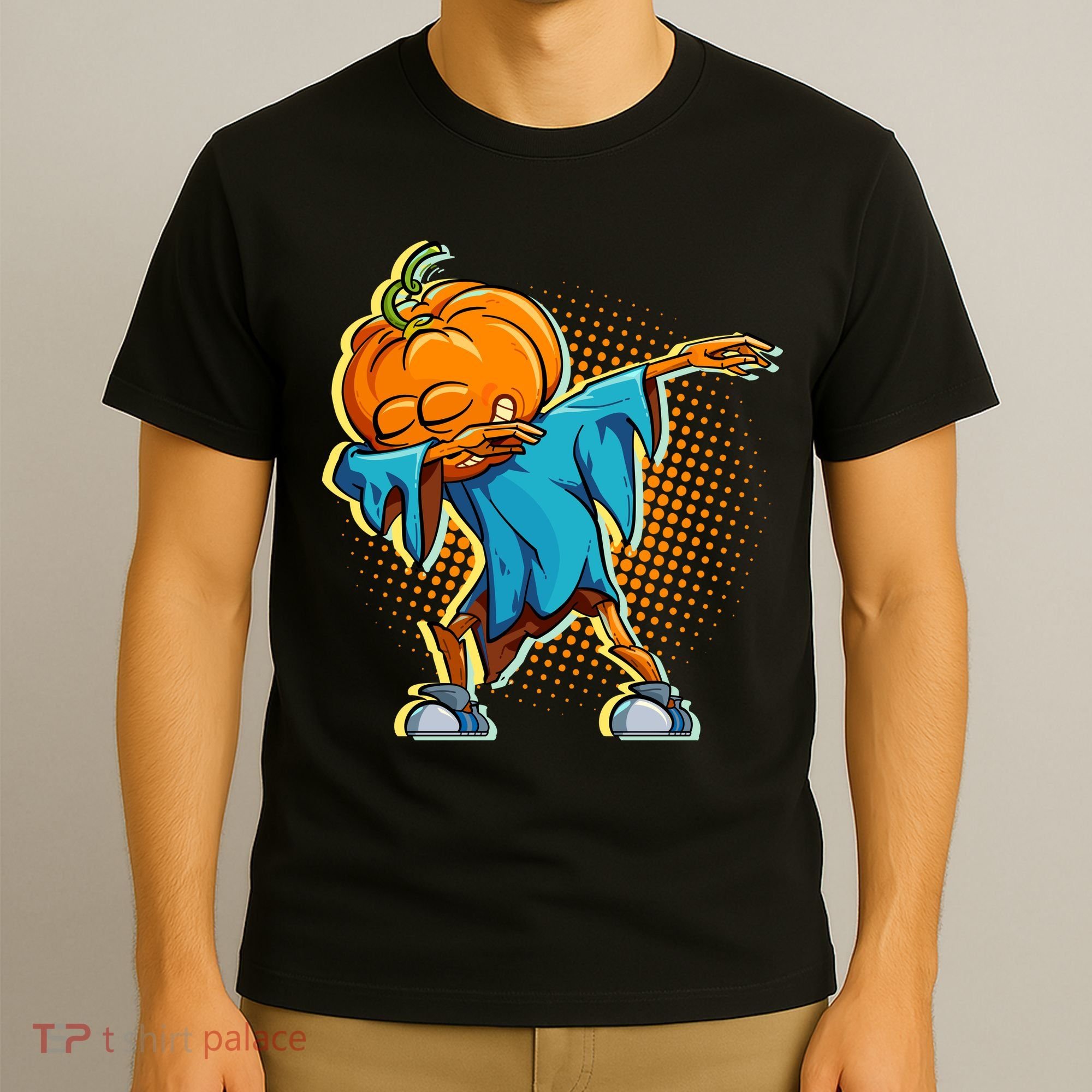 Dabbing Pumpkin Head Cool Funny Halloween T-Shirt