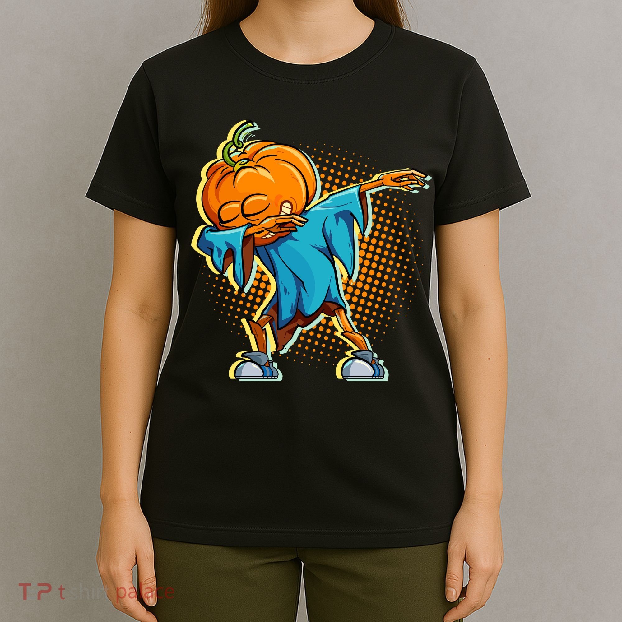 Dabbing Pumpkin Head Cool Funny Halloween T-Shirt