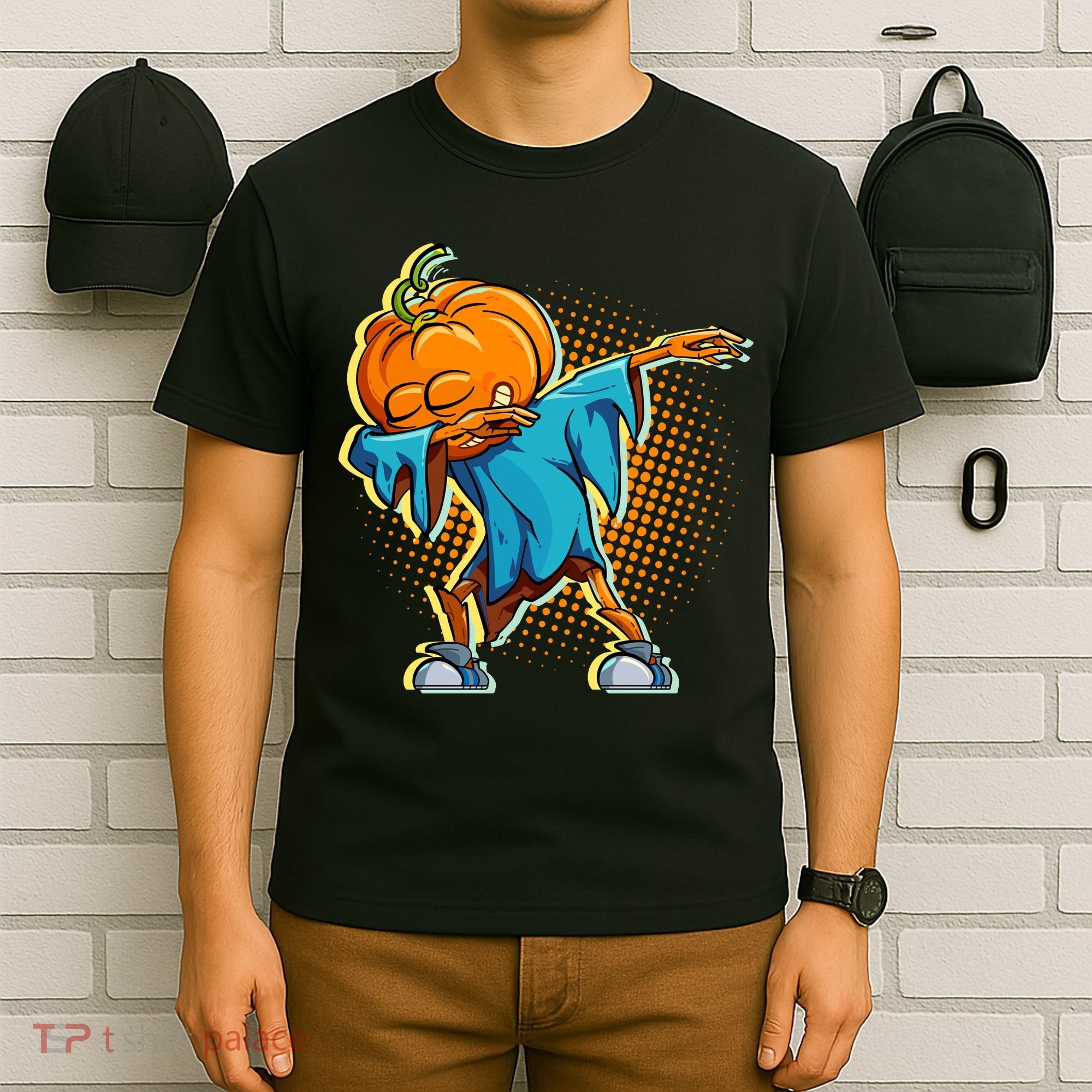 Dabbing Pumpkin Head Cool Funny Halloween T-Shirt