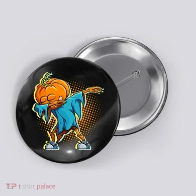 Dabbing Pumpkin Head Cool Funny Halloween Button