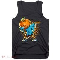Dabbing Pumpkin Head Cool Funny Halloween Tank Top thumb 0