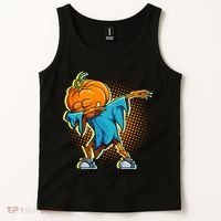 Dabbing Pumpkin Head Cool Funny Halloween Tank Top thumb 2