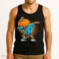 Dabbing Pumpkin Head Cool Funny Halloween Tank Top thumb 3