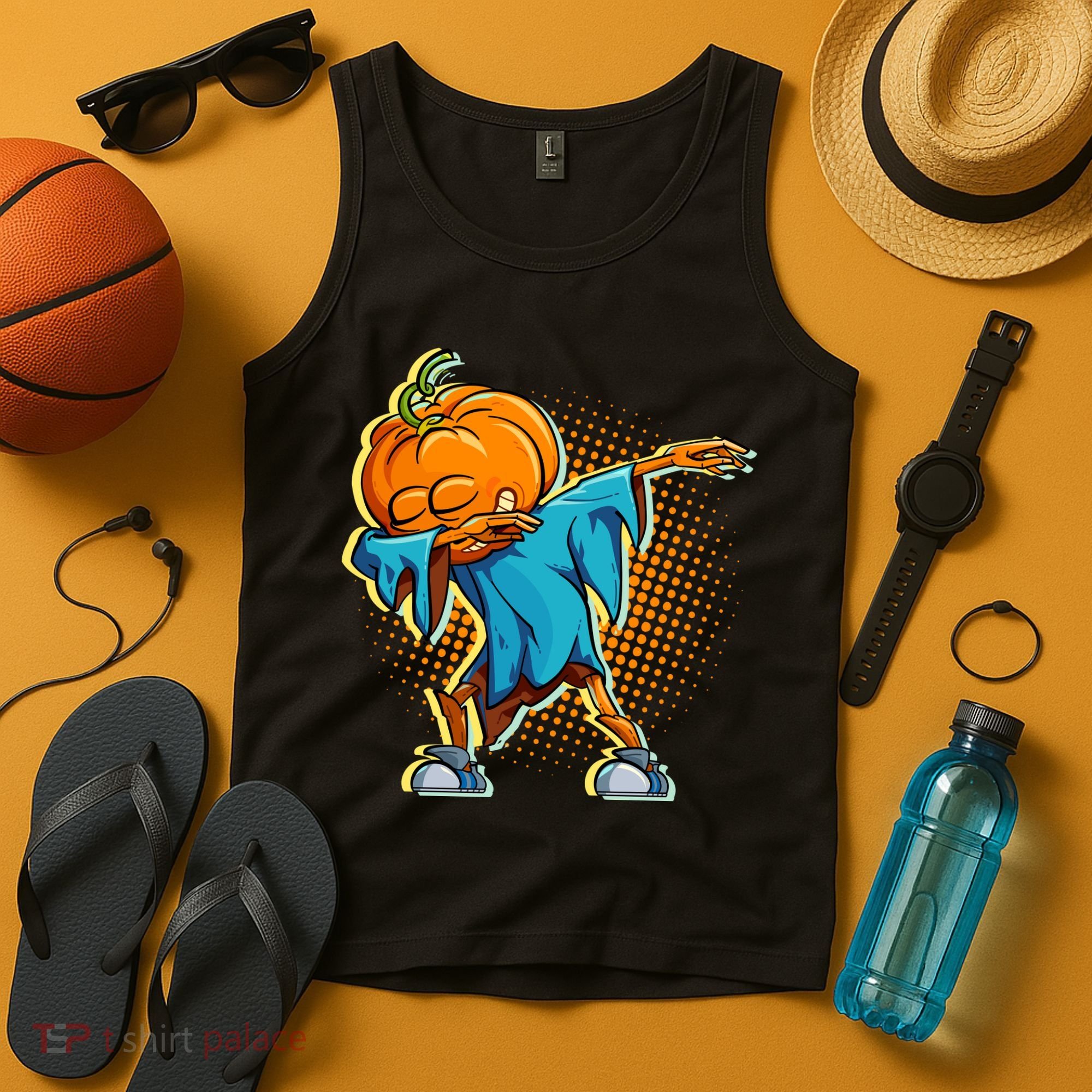 Dabbing Pumpkin Head Cool Funny Halloween Tank Top