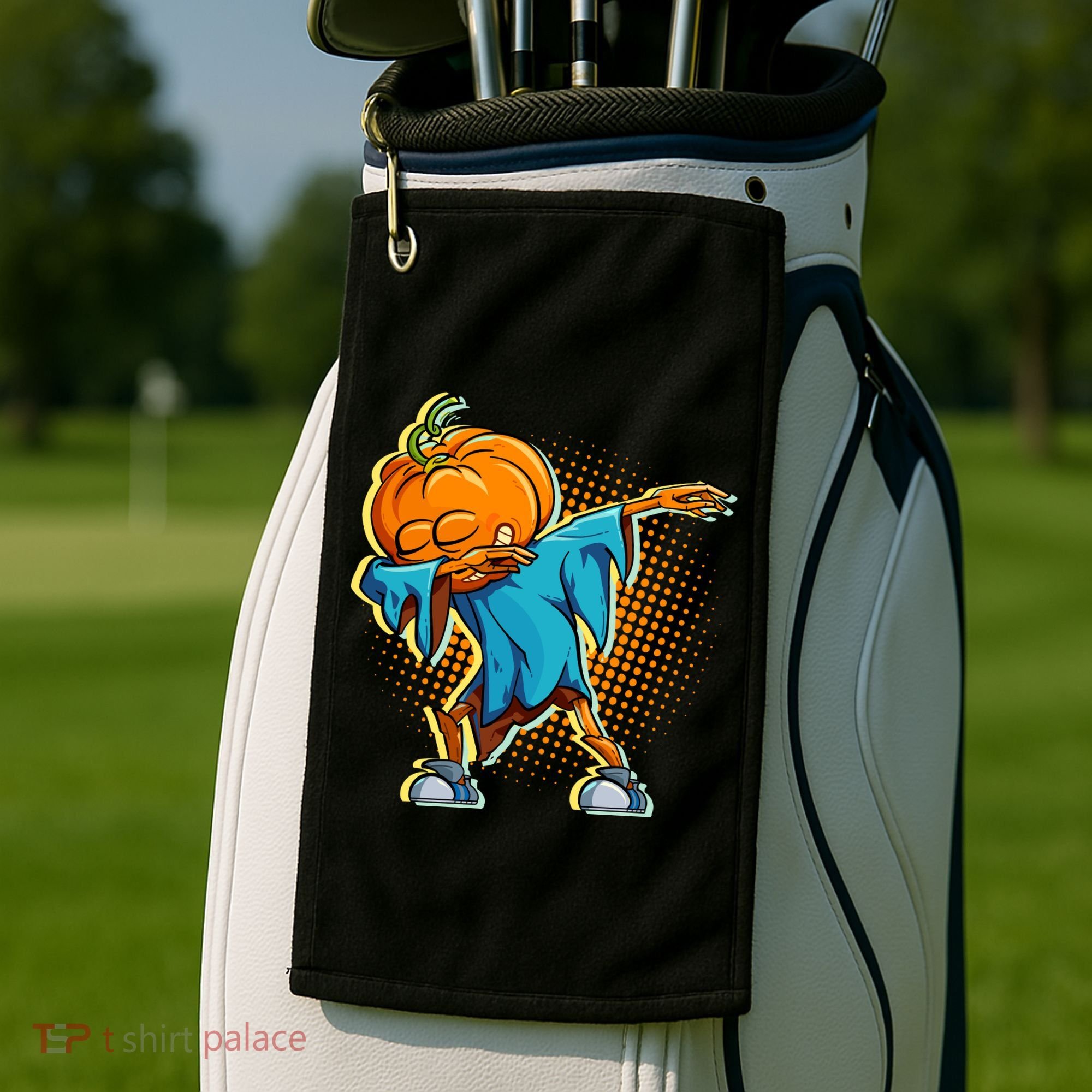 Dabbing Pumpkin Head Cool Funny Halloween Golf Towel