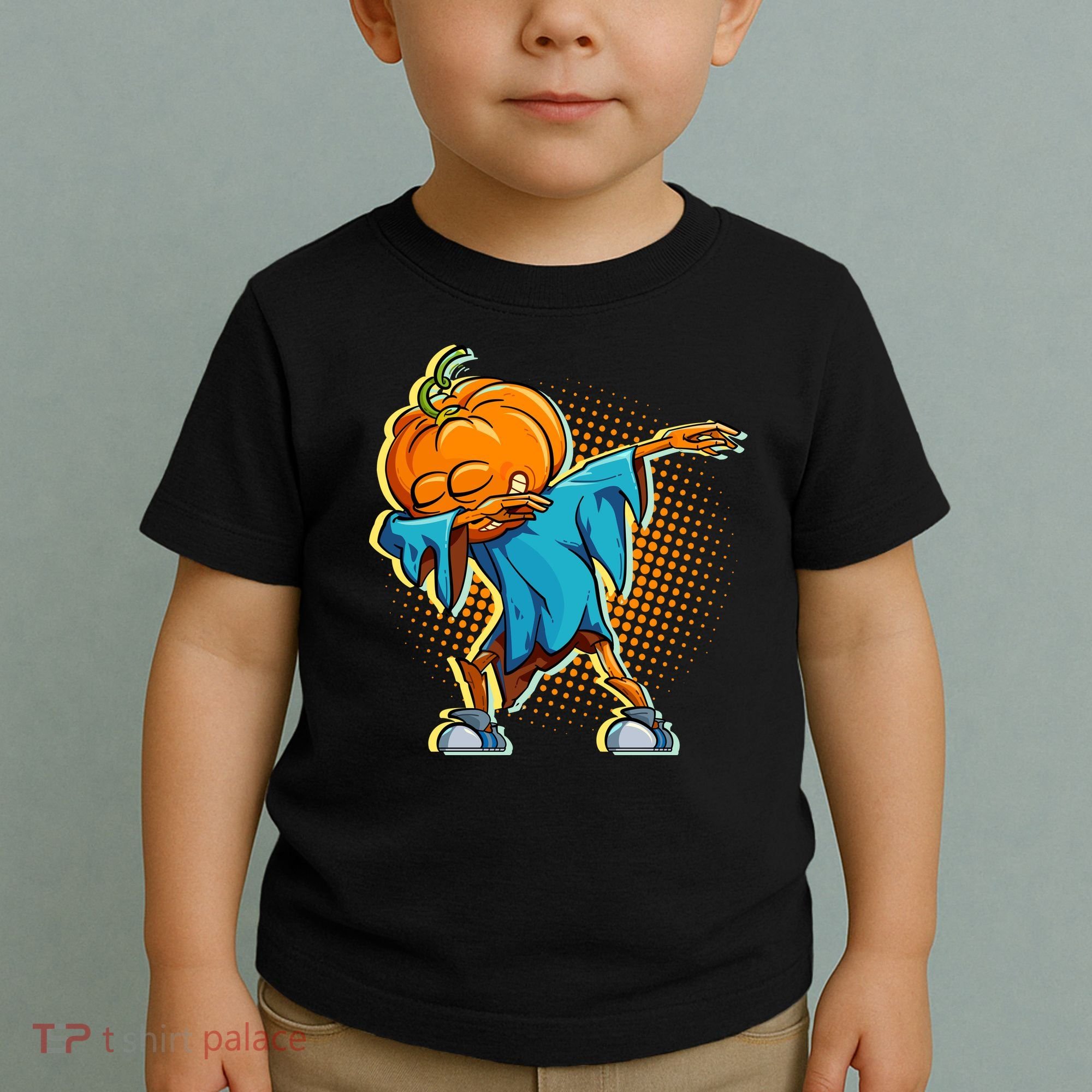 Dabbing Pumpkin Head Cool Funny Halloween Toddler T-Shirt