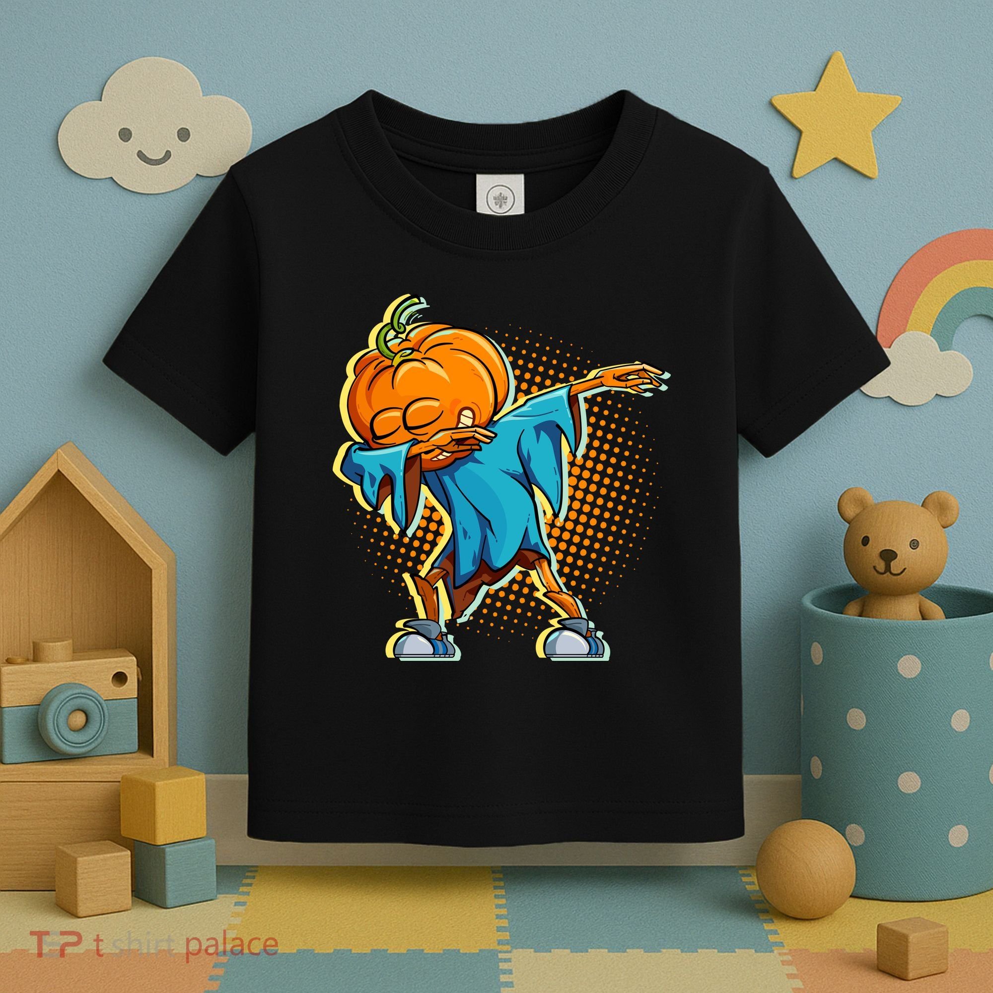 Dabbing Pumpkin Head Cool Funny Halloween Toddler T-Shirt