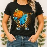 Dabbing Pumpkin Head Cool Funny Halloween Women's T-Shirt thumb 2