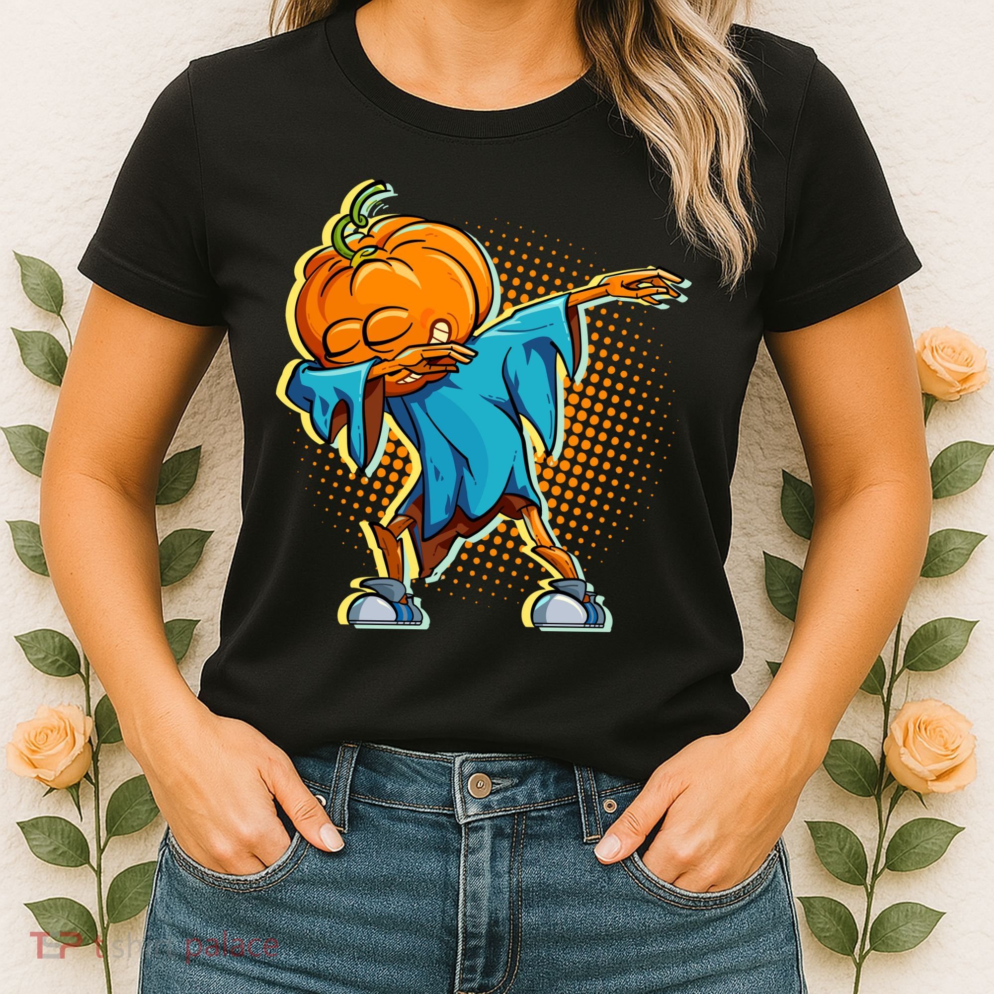 Dabbing Pumpkin Head Cool Funny Halloween Women's T-Shirt